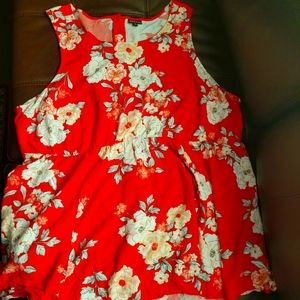Torrid Red Floral Tank Top